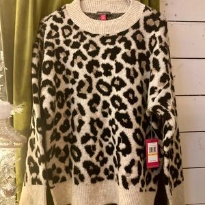 Vince Camuto Leopard Spots Animal Print Pullover Sweater Small New with Tags